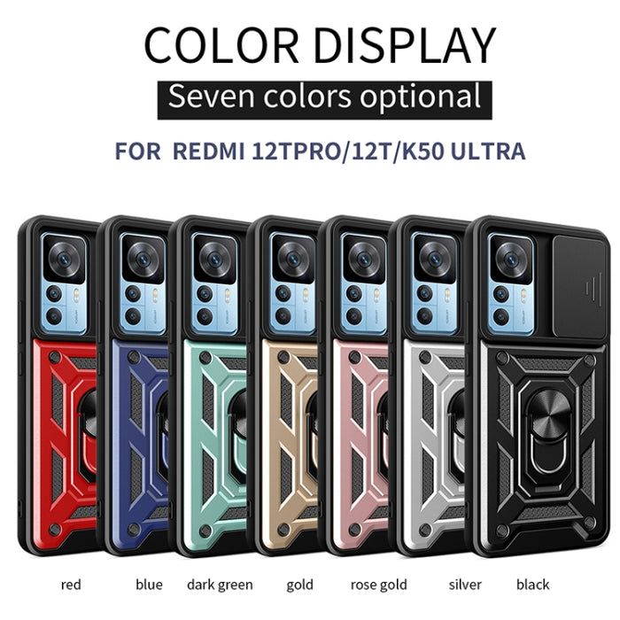 Diseño de cubierta de cámara deslizante Funda de teléfono TPU + PC, For Xiaomi 12T, For Xiaomi Redmi A1 4G, For Motorola Moto G22, For OPPO Reno8 5G