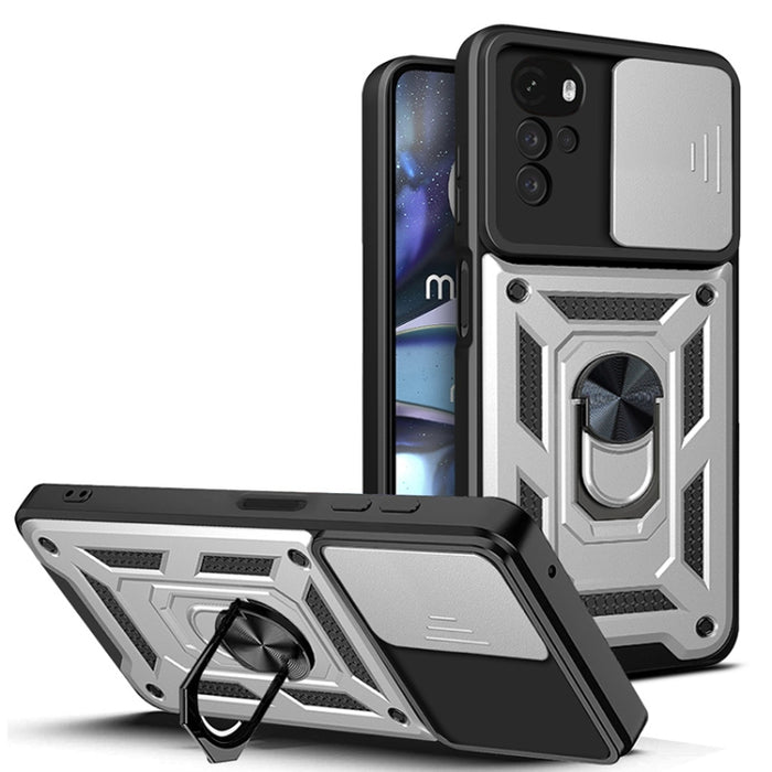 Diseño de cubierta de cámara deslizante Funda de teléfono TPU + PC, For Xiaomi 12T, For Xiaomi Redmi A1 4G, For Motorola Moto G22, For OPPO Reno8 5G