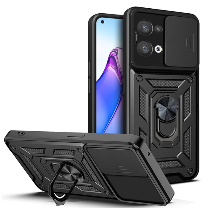 Diseño de cubierta de cámara deslizante Funda de teléfono TPU + PC, For Xiaomi 12T, For Xiaomi Redmi A1 4G, For Motorola Moto G22, For OPPO Reno8 5G