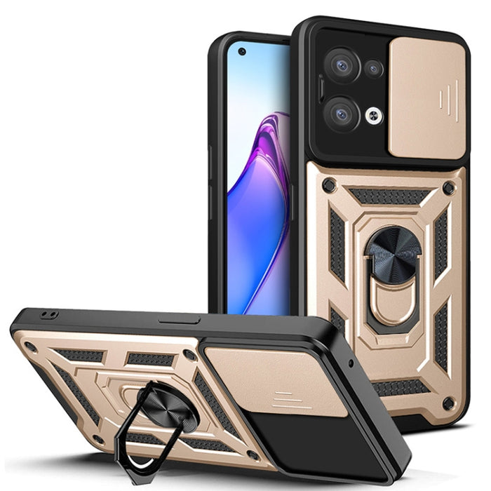Diseño de cubierta de cámara deslizante Funda de teléfono TPU + PC, For Xiaomi 12T, For Xiaomi Redmi A1 4G, For Motorola Moto G22, For OPPO Reno8 5G