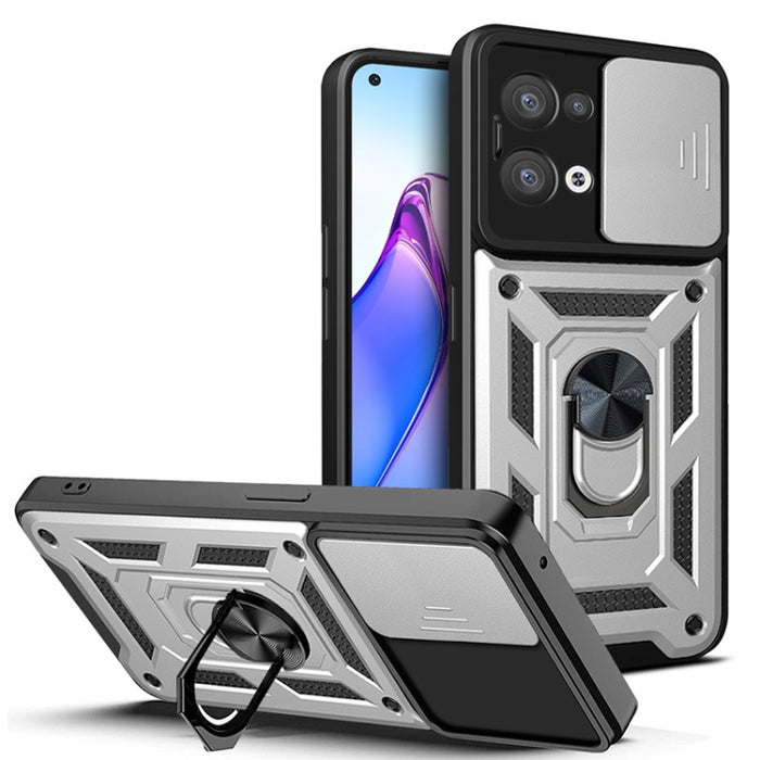 Diseño de cubierta de cámara deslizante Funda de teléfono TPU + PC, For Xiaomi 12T, For Xiaomi Redmi A1 4G, For Motorola Moto G22, For OPPO Reno8 5G