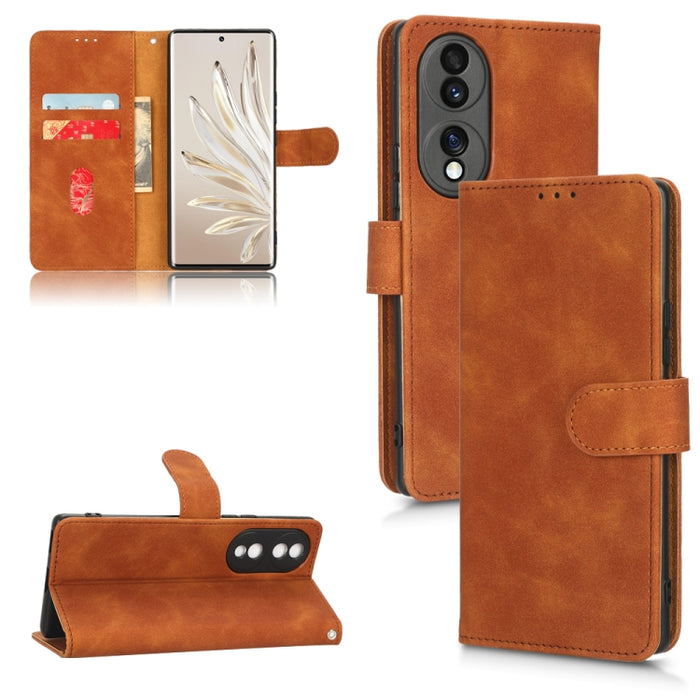 Estuche para teléfono de cuero con tapa magnética Skin Feel, For vivo Y16 4G, For Xiaomi Redmi A1 4G, For Honor 70 5G