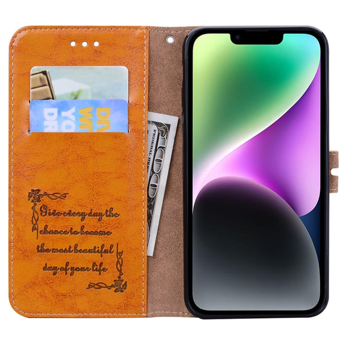 Estuche para teléfono de cuero con textura de cera de aceite