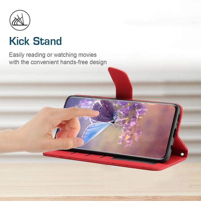 HT03 Skin Feel Butterfly Estuche de cuero con tapa en relieve para teléfono, For Xiaomi Poco M5 4G/5G/M4 5G, For Xiaomi Poco M5s, For Xiaomi Redmi A1, For Xiaomi Redmi K50 Ultra/12T/12T Pro