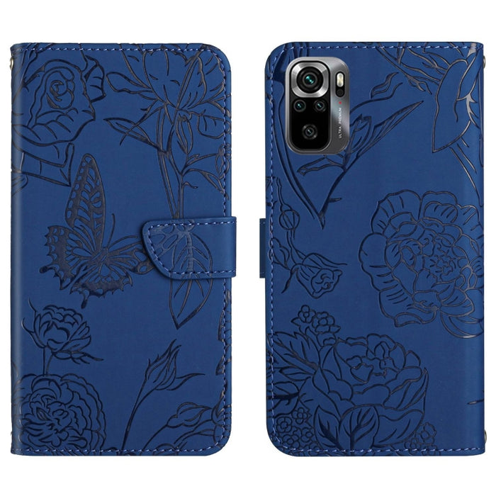 HT03 Skin Feel Butterfly Estuche de cuero con tapa en relieve para teléfono, For Xiaomi Poco M5 4G/5G/M4 5G, For Xiaomi Poco M5s, For Xiaomi Redmi A1, For Xiaomi Redmi K50 Ultra/12T/12T Pro