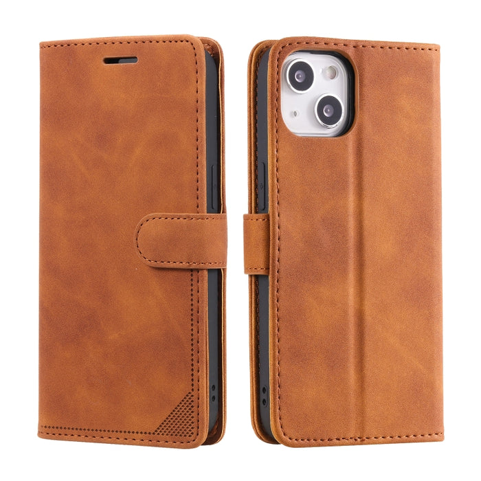Estuche para teléfono de cuero con tapa horizontal y cepillo antirrobo Skin Feel