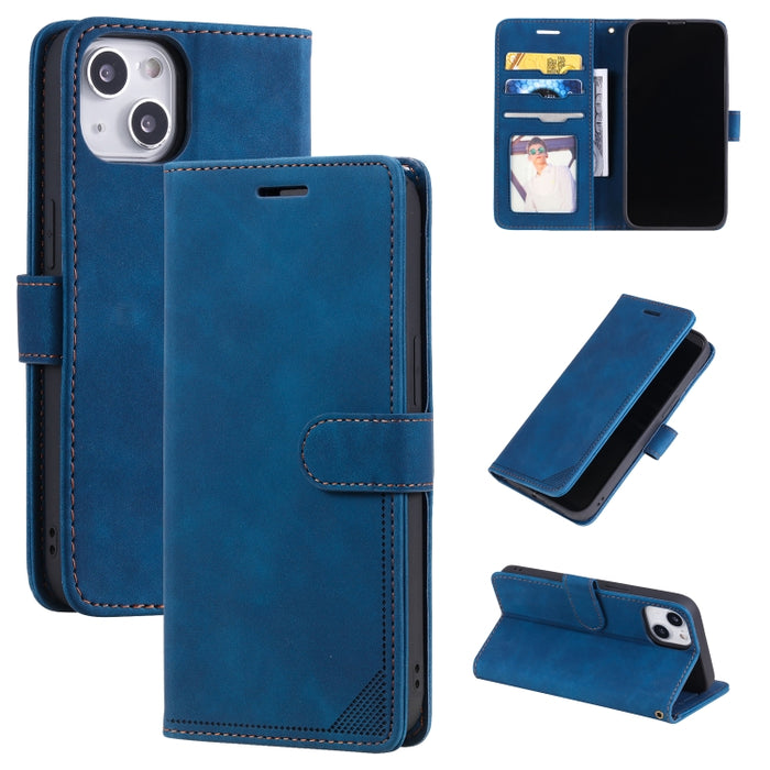 Estuche para teléfono de cuero con tapa horizontal y cepillo antirrobo Skin Feel