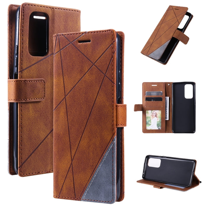 Estuche para teléfono de cuero con empalme de sensación de piel