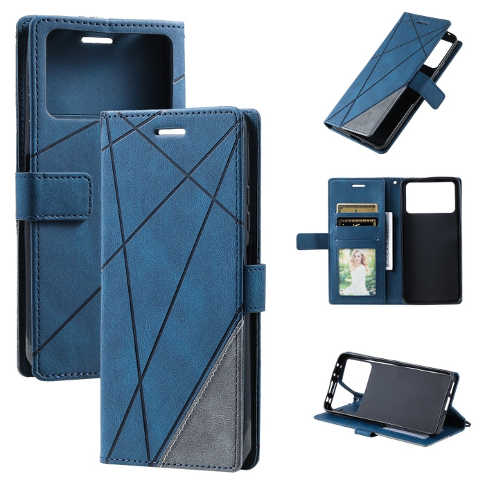 Estuche para teléfono de cuero con empalme de sensación de piel