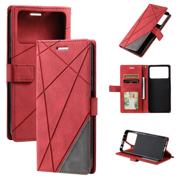 Estuche para teléfono de cuero con empalme de sensación de piel