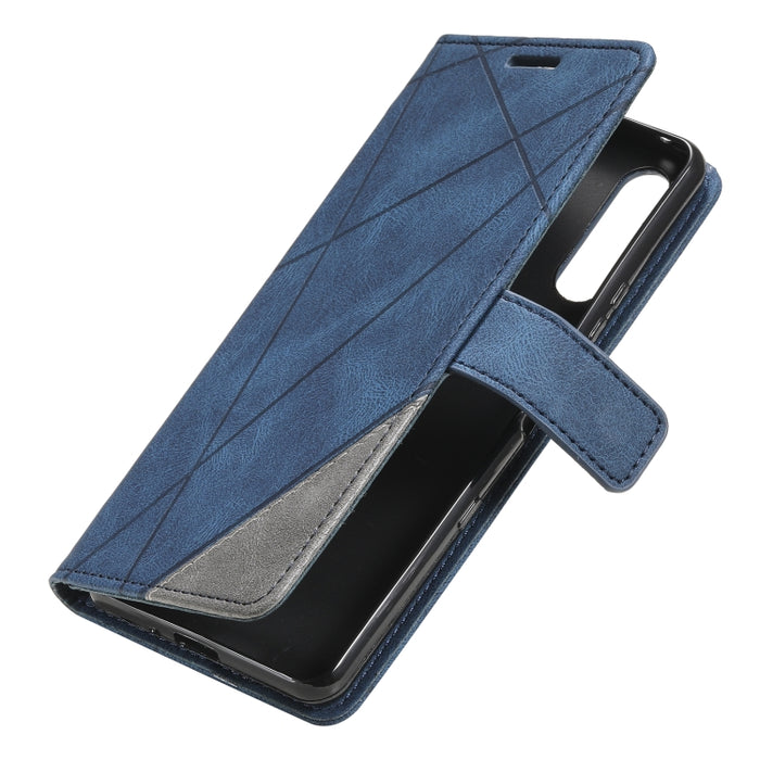 Estuche para teléfono de cuero con empalme de sensación de piel
