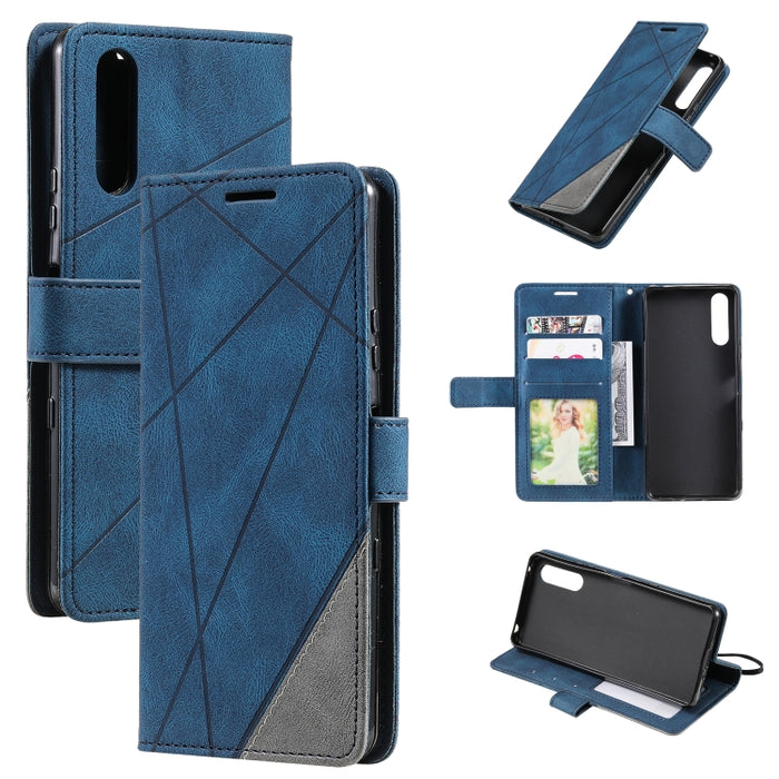 Estuche para teléfono de cuero con empalme de sensación de piel