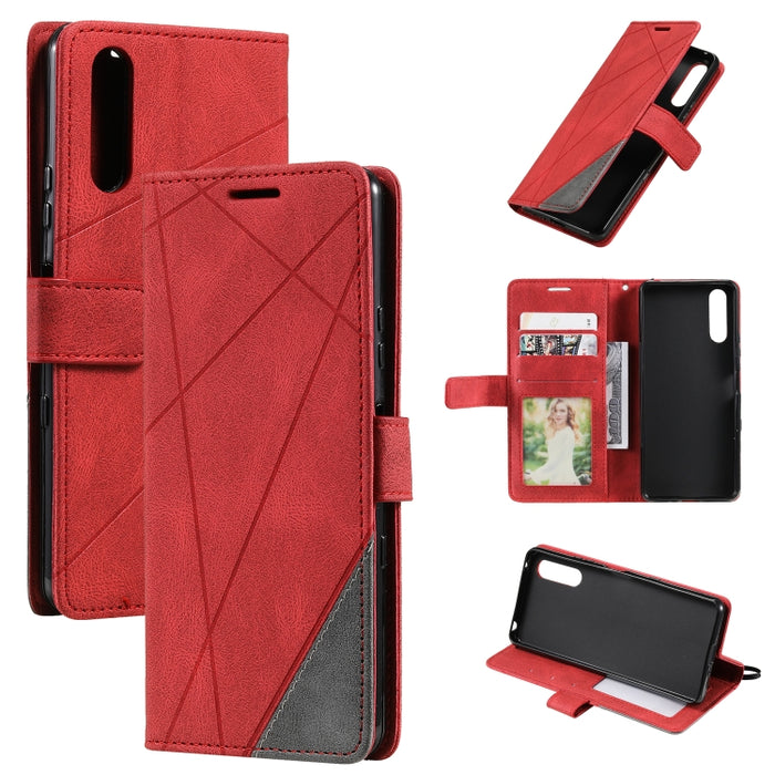 Estuche para teléfono de cuero con empalme de sensación de piel