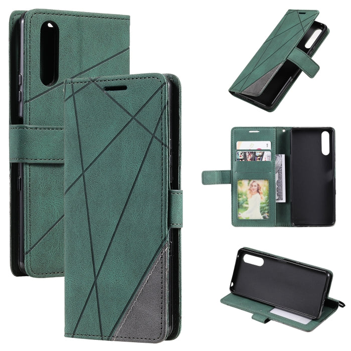 Estuche para teléfono de cuero con empalme de sensación de piel