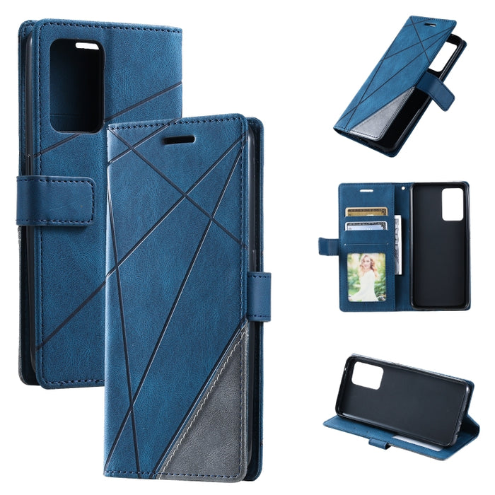 Estuche para teléfono de cuero con empalme de sensación de piel