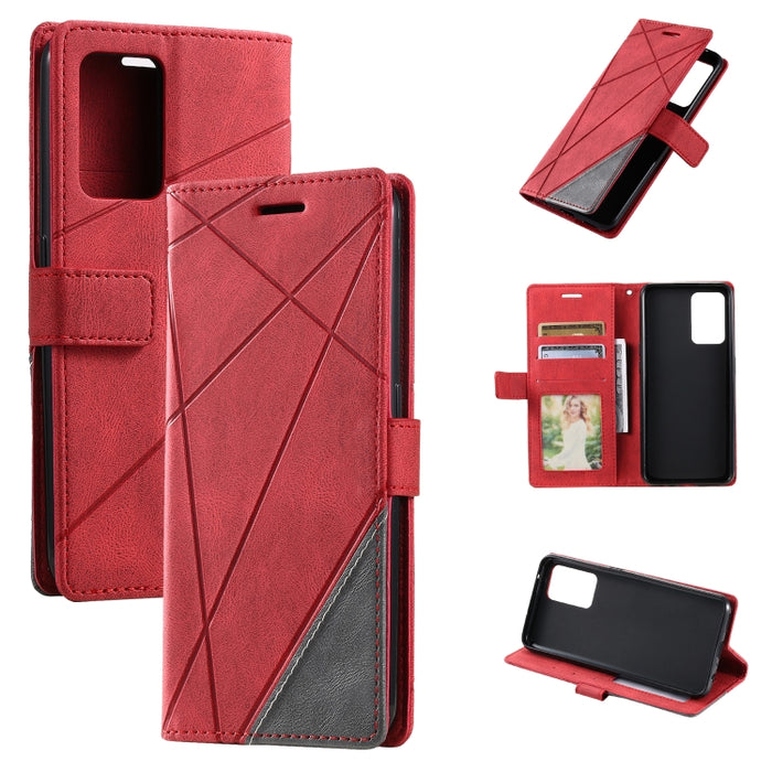 Estuche para teléfono de cuero con empalme de sensación de piel