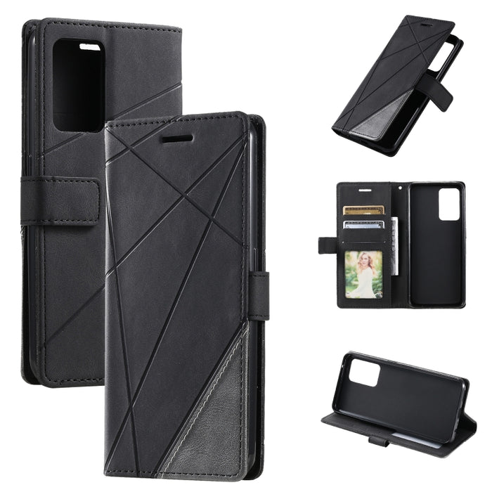 Estuche para teléfono de cuero con empalme de sensación de piel