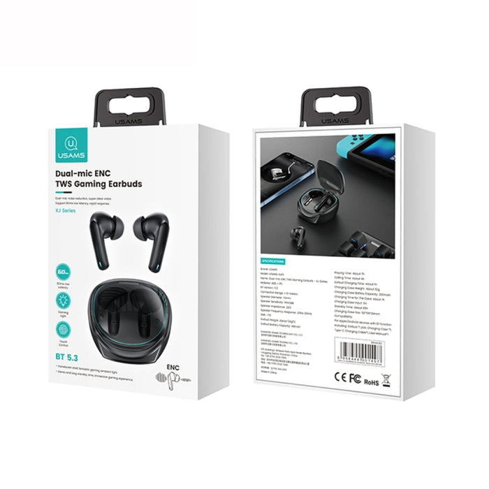 USAMS XJ13 XJ ENC Auricular Bluetooth inalámbrico TWS con micrófono dual y cancelación de ruido