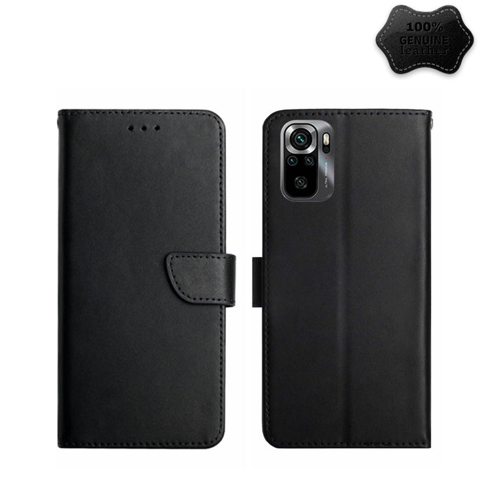 Estuche para teléfono con tapa a prueba de huellas dactilares de cuero genuino, For Xiaomi Poco M5 4G/5G/M4 5G, For Xiaomi Poco M5s, For Xiaomi Redmi A1, For Xiaomi Redmi K50 Ultra/12T/12T Pro