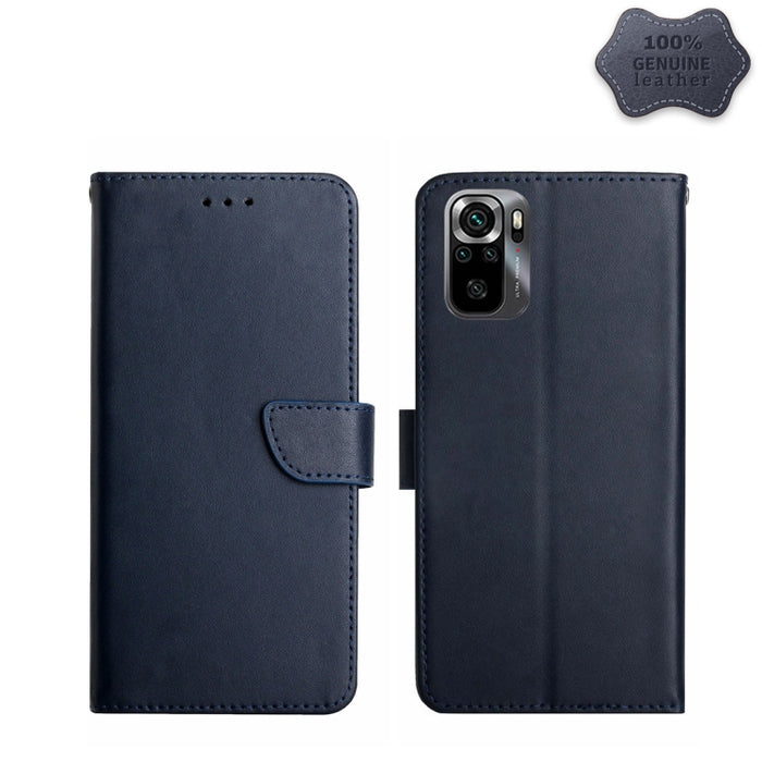 Estuche para teléfono con tapa a prueba de huellas dactilares de cuero genuino, For Xiaomi Poco M5 4G/5G/M4 5G, For Xiaomi Poco M5s, For Xiaomi Redmi A1, For Xiaomi Redmi K50 Ultra/12T/12T Pro
