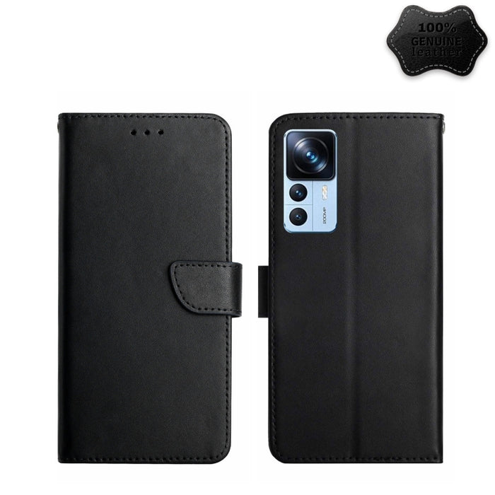 Estuche para teléfono con tapa a prueba de huellas dactilares de cuero genuino, For Xiaomi Poco M5 4G/5G/M4 5G, For Xiaomi Poco M5s, For Xiaomi Redmi A1, For Xiaomi Redmi K50 Ultra/12T/12T Pro
