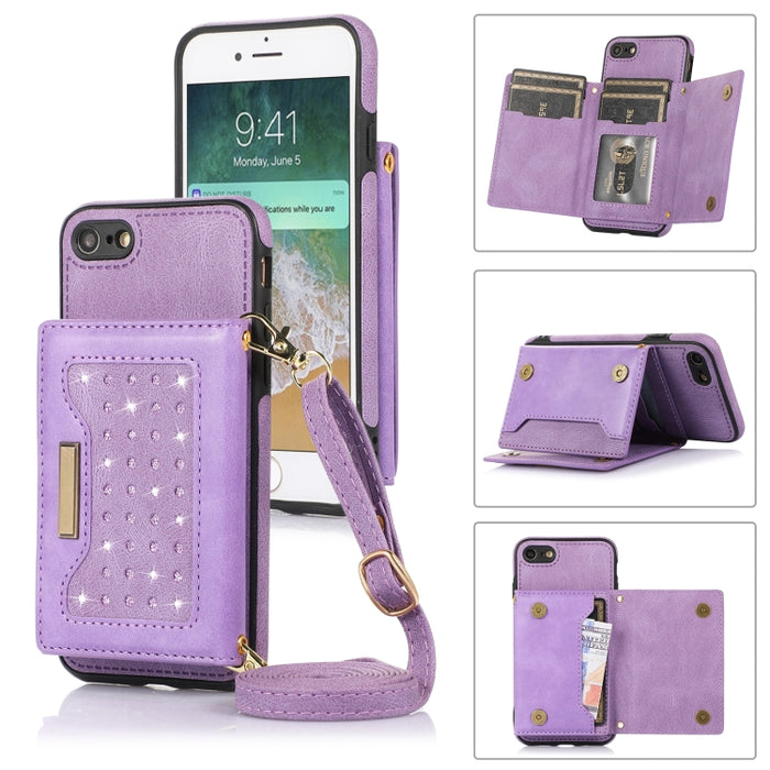 Estuche para teléfono de cuero RFID de tres pliegues con cordón