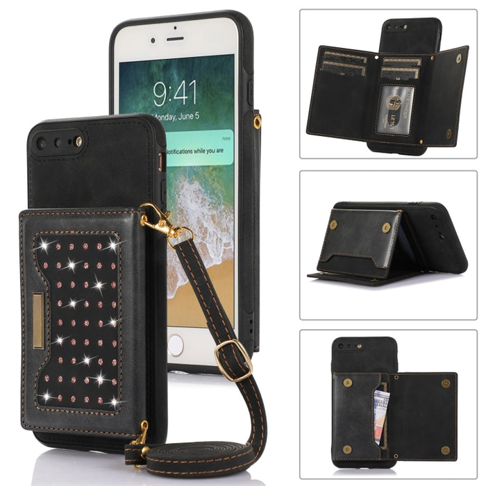 Estuche para teléfono de cuero RFID de tres pliegues con cordón