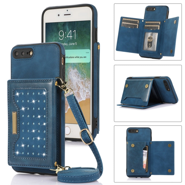 Estuche para teléfono de cuero RFID de tres pliegues con cordón