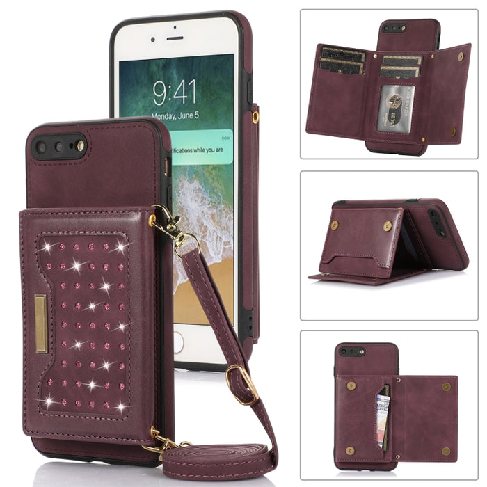 Estuche para teléfono de cuero RFID de tres pliegues con cordón