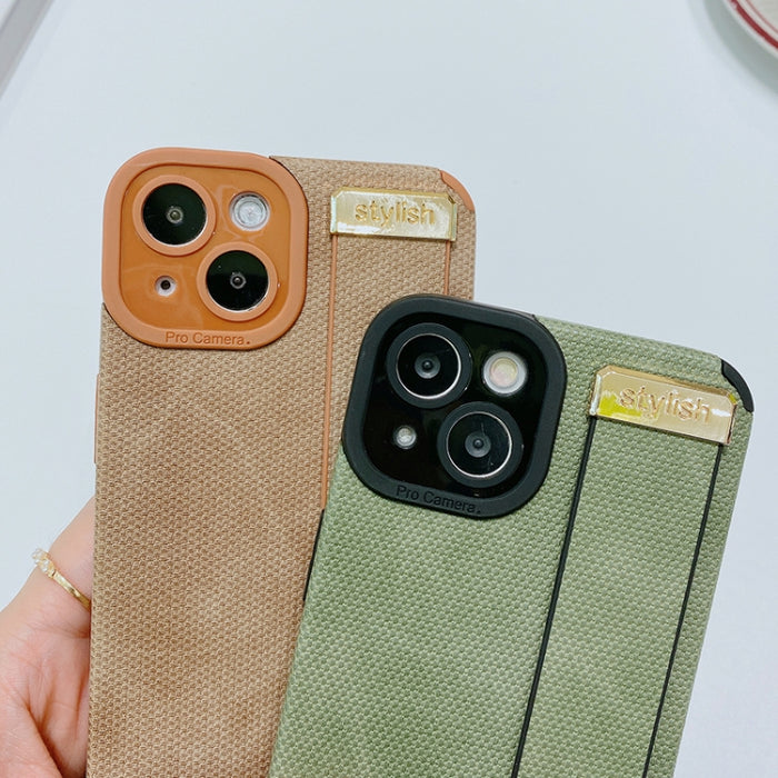 Funda de teléfono de cuero TPU con correa para la muñeca