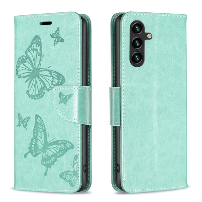 Estuche de cuero con estampado de dos mariposas en relieve, For Samsung Galaxy A14 5G, For Samsung Galaxy S23+ 5G, For Samsung Galaxy S23 Ultra 5G, For Samsung Galaxy S23 5, For Xiaomi 12T / 12T Pro / Redmi K50 Ultra