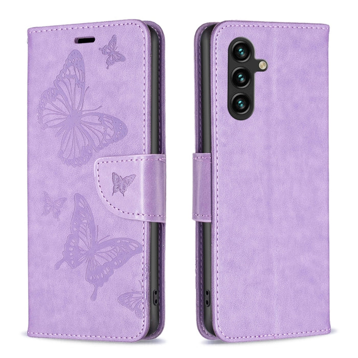 Estuche de cuero con estampado de dos mariposas en relieve, For Samsung Galaxy A14 5G, For Samsung Galaxy S23+ 5G, For Samsung Galaxy S23 Ultra 5G, For Samsung Galaxy S23 5, For Xiaomi 12T / 12T Pro / Redmi K50 Ultra