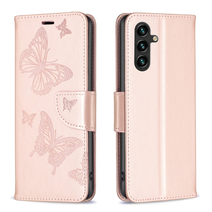 Estuche de cuero con estampado de dos mariposas en relieve, For Samsung Galaxy A14 5G, For Samsung Galaxy S23+ 5G, For Samsung Galaxy S23 Ultra 5G, For Samsung Galaxy S23 5, For Xiaomi 12T / 12T Pro / Redmi K50 Ultra