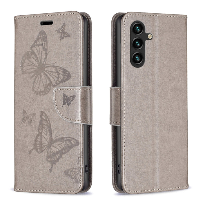 Estuche de cuero con estampado de dos mariposas en relieve, For Samsung Galaxy A14 5G, For Samsung Galaxy S23+ 5G, For Samsung Galaxy S23 Ultra 5G, For Samsung Galaxy S23 5, For Xiaomi 12T / 12T Pro / Redmi K50 Ultra