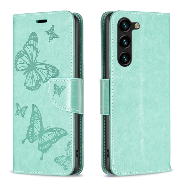 Estuche de cuero con estampado de dos mariposas en relieve, For Samsung Galaxy A14 5G, For Samsung Galaxy S23+ 5G, For Samsung Galaxy S23 Ultra 5G, For Samsung Galaxy S23 5, For Xiaomi 12T / 12T Pro / Redmi K50 Ultra