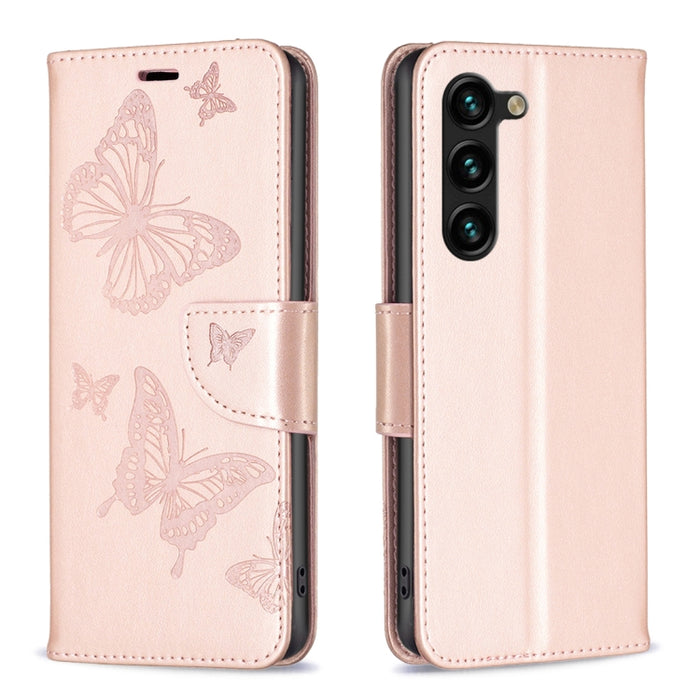 Estuche de cuero con estampado de dos mariposas en relieve, For Samsung Galaxy A14 5G, For Samsung Galaxy S23+ 5G, For Samsung Galaxy S23 Ultra 5G, For Samsung Galaxy S23 5, For Xiaomi 12T / 12T Pro / Redmi K50 Ultra