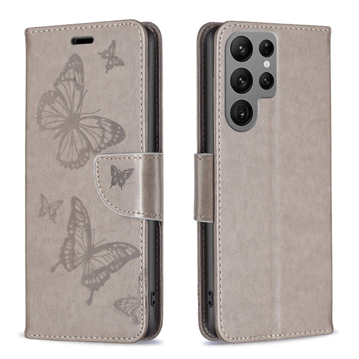 Estuche de cuero con estampado de dos mariposas en relieve, For Samsung Galaxy A14 5G, For Samsung Galaxy S23+ 5G, For Samsung Galaxy S23 Ultra 5G, For Samsung Galaxy S23 5, For Xiaomi 12T / 12T Pro / Redmi K50 Ultra