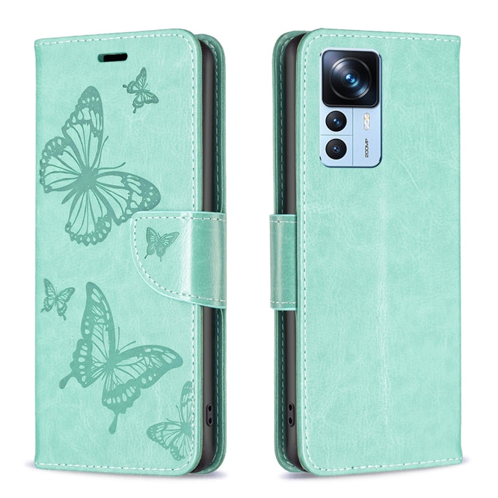 Estuche de cuero con estampado de dos mariposas en relieve, For Samsung Galaxy A14 5G, For Samsung Galaxy S23+ 5G, For Samsung Galaxy S23 Ultra 5G, For Samsung Galaxy S23 5, For Xiaomi 12T / 12T Pro / Redmi K50 Ultra