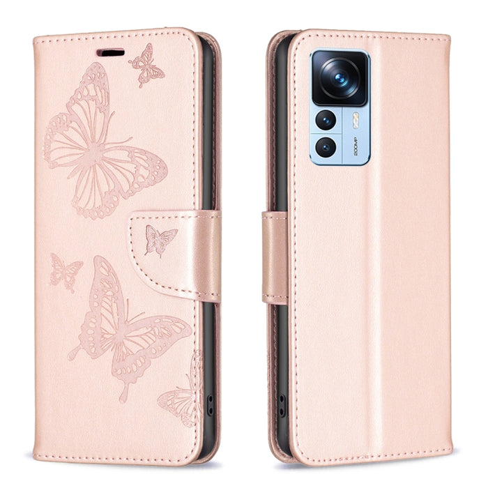 Estuche de cuero con estampado de dos mariposas en relieve, For Samsung Galaxy A14 5G, For Samsung Galaxy S23+ 5G, For Samsung Galaxy S23 Ultra 5G, For Samsung Galaxy S23 5, For Xiaomi 12T / 12T Pro / Redmi K50 Ultra