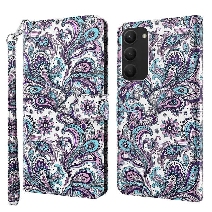 Estuche para teléfono con patrón de pintura 3D TPU + PU, For Samsung Galaxy S23+ 5G, For Samsung Galaxy S23 ultra 5G