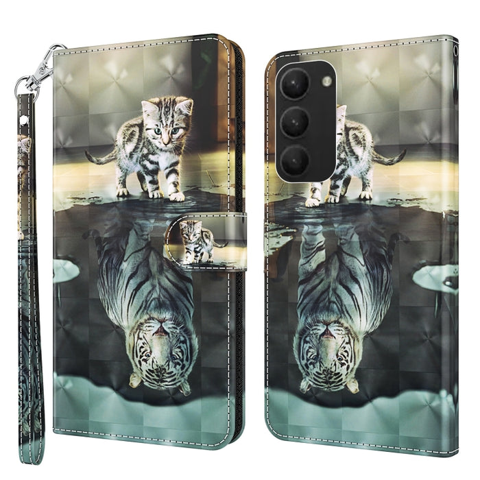 Estuche para teléfono con patrón de pintura 3D TPU + PU, For Samsung Galaxy S23+ 5G, For Samsung Galaxy S23 ultra 5G