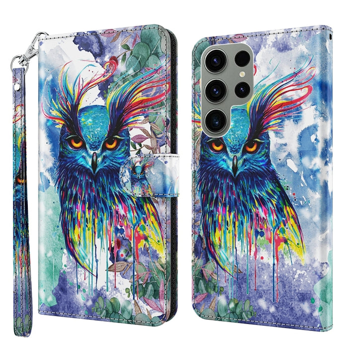 Estuche para teléfono con patrón de pintura 3D TPU + PU, For Samsung Galaxy S23+ 5G, For Samsung Galaxy S23 ultra 5G