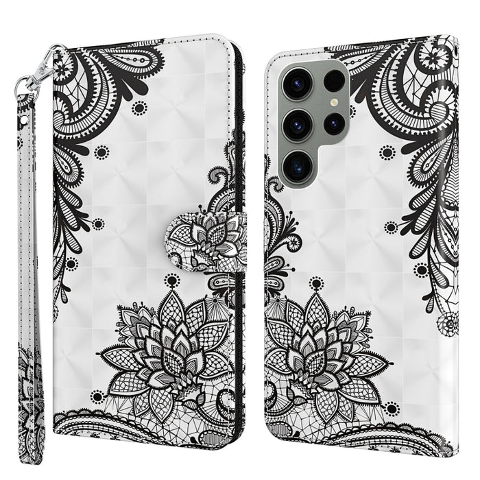 Estuche para teléfono con patrón de pintura 3D TPU + PU, For Samsung Galaxy S23+ 5G, For Samsung Galaxy S23 ultra 5G