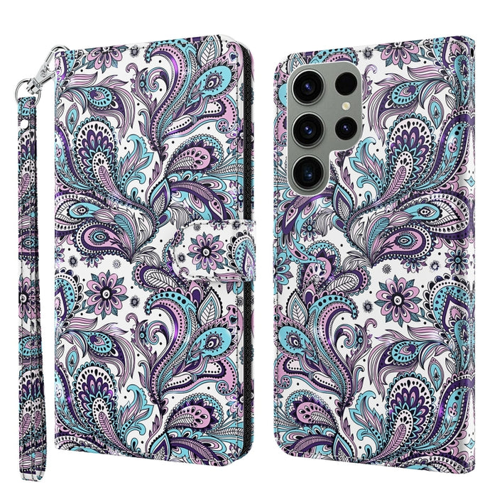 Estuche para teléfono con patrón de pintura 3D TPU + PU, For Samsung Galaxy S23+ 5G, For Samsung Galaxy S23 ultra 5G