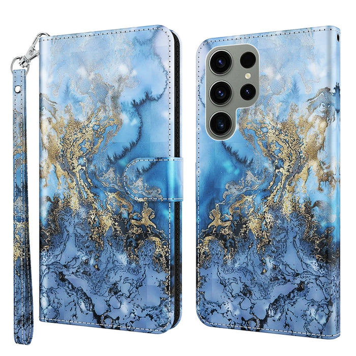 Estuche para teléfono con patrón de pintura 3D TPU + PU, For Samsung Galaxy S23+ 5G, For Samsung Galaxy S23 ultra 5G