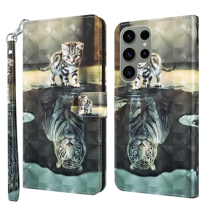 Estuche para teléfono con patrón de pintura 3D TPU + PU, For Samsung Galaxy S23+ 5G, For Samsung Galaxy S23 ultra 5G