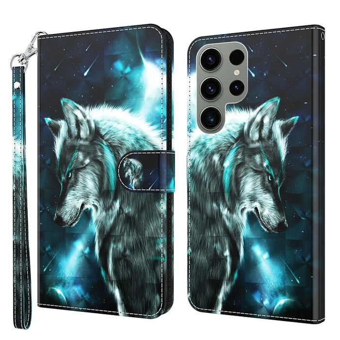 Estuche para teléfono con patrón de pintura 3D TPU + PU, For Samsung Galaxy S23+ 5G, For Samsung Galaxy S23 ultra 5G