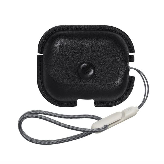 Estuche protector para auriculares de cuero PU con textura Litchi con cordón