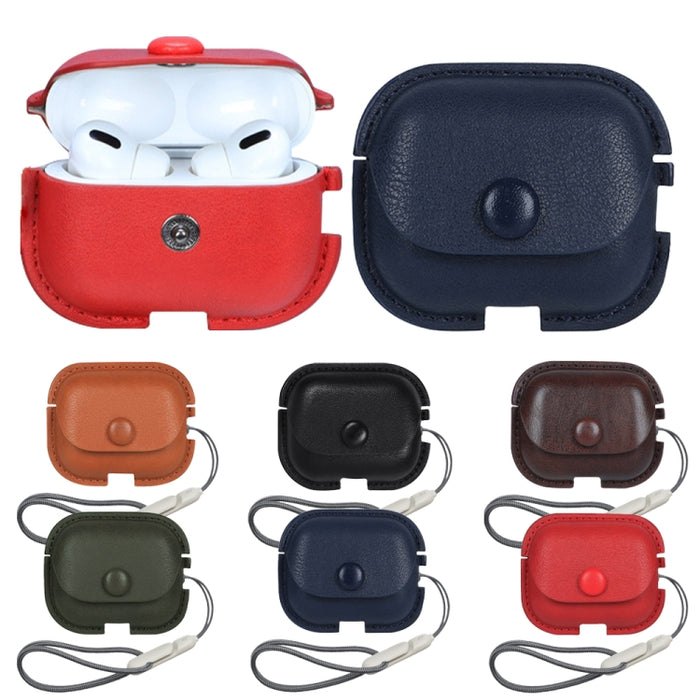 Estuche protector para auriculares de cuero PU con textura Litchi con cordón