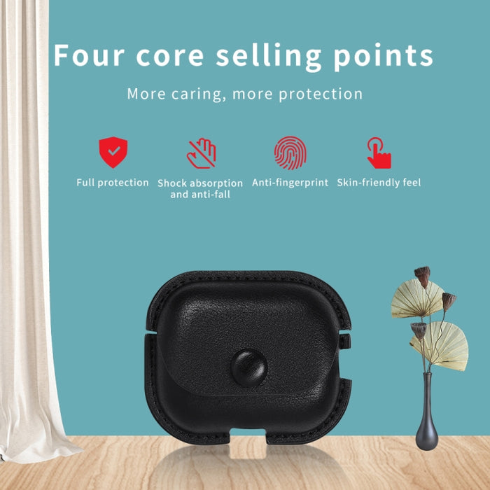 Estuche protector para auriculares de cuero PU con textura Litchi con cordón